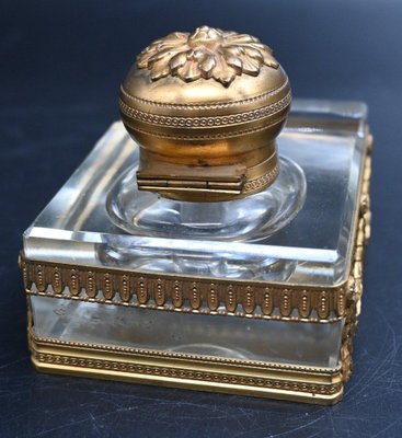 Inkwell in Gilt Bronze and Crystal-RIK-1764091