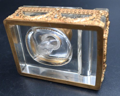 Inkwell in Gilt Bronze and Crystal-RIK-1764091