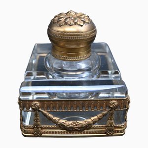 Inkwell in Gilt Bronze and Crystal-RIK-1764091