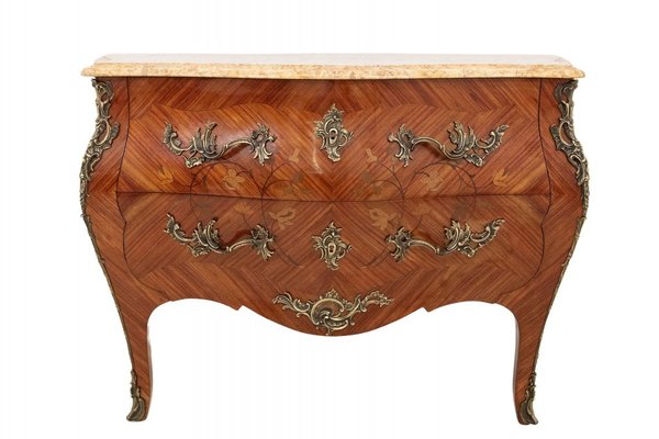 Inlaid Chest of Drawers with Marble Top-BXB-1742199