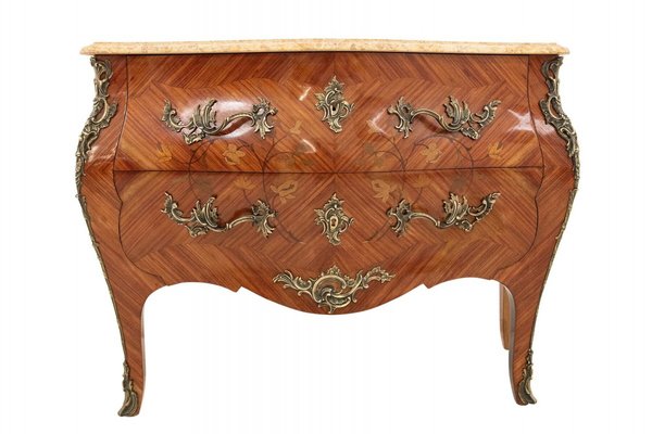 Inlaid Chest of Drawers with Marble Top-BXB-1742199