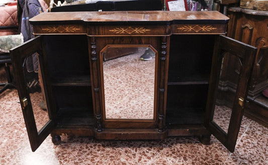 inlaid Furniture Dresser with Mirror and Side Windows