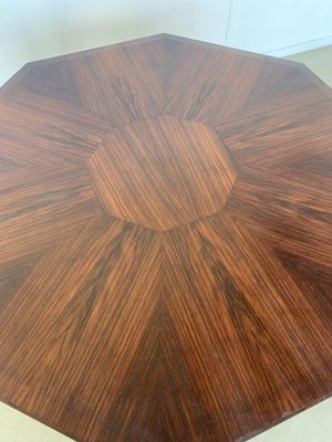 Inlaid Hexagonal Wooden Table with Tubular Metal Base, 1960s-JQO-1143629