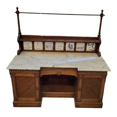 Inlaid Table with Marble Top-TCS-1739825