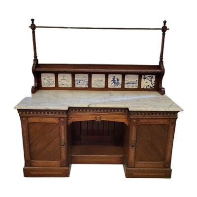 Inlaid Table with Marble Top-TCS-1739825