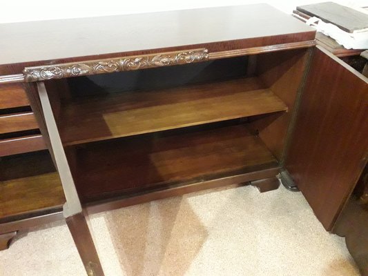 Inlaid Wood Sideboard with Marble Top-AKA-1342198