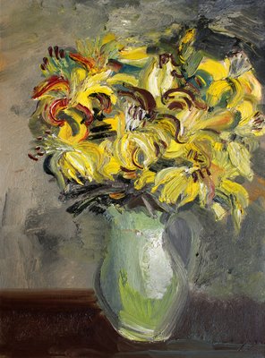 Inta Celmina, Yellow Flowers, Oil on Canvas, 1990s-FNC-2033643