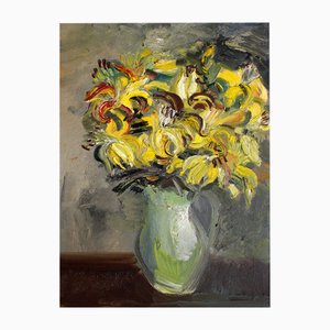 Inta Celmina, Yellow Flowers, Oil on Canvas, 1990s-FNC-2033643