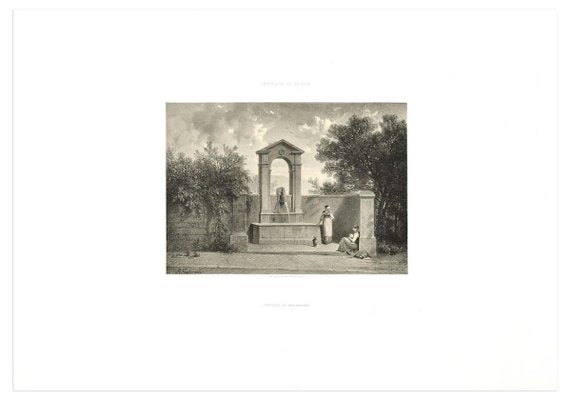 Interieur de Geneve. Fontaine de Beauregard-Original Lithograph by A. Fontanesi 1854-ZCI-761748