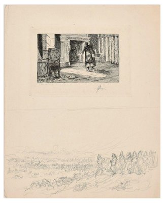 Interior Scene - Original Etching by C.L. Kratke - 1880s 1880s-ZCI-755568