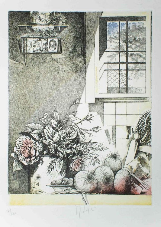 Interno con Sacrocuore - Original Etching by Mario Logli - 1986 1986