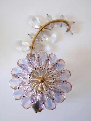 Iridescent Crystal Glass & Brass Flower Sconces from Palwa, 1960s, Set of 3-WPT-823241