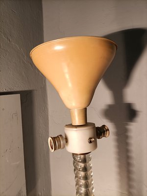 Iridescent Glass Floor Lamp with Lampshade in Fabric from Barovier and Toso, 1940s-OHK-1133819