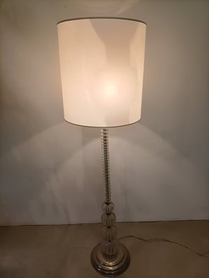 Iridescent Glass Floor Lamp with Lampshade in Fabric from Barovier and Toso, 1940s-OHK-1133819