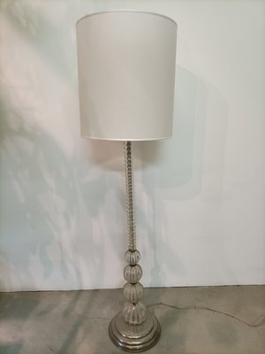 Iridescent Glass Floor Lamp with Lampshade in Fabric from Barovier and Toso, 1940s-OHK-1133819