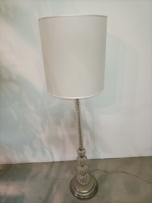 Iridescent Glass Floor Lamp with Lampshade in Fabric from Barovier and Toso, 1940s-OHK-1133819