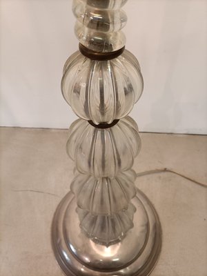 Iridescent Glass Floor Lamp with Lampshade in Fabric from Barovier and Toso, 1940s-OHK-1133819