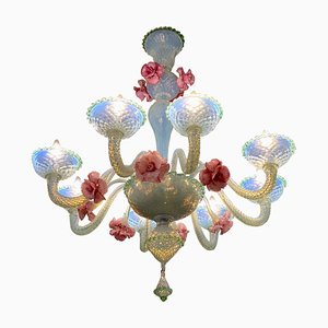 Iridescent Murano Glass Chandelier, Venice, 1960s-MBH-1032527