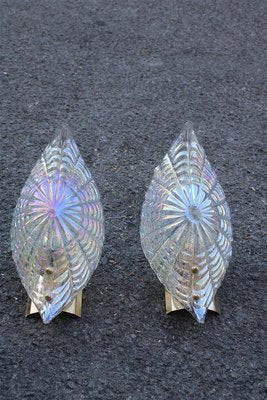 Iridescent Murano Glass Wall Lamps, Italy, 1970s, Set of 2-EH-1402548