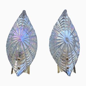 Iridescent Murano Glass Wall Lamps, Italy, 1970s, Set of 2-EH-1402548