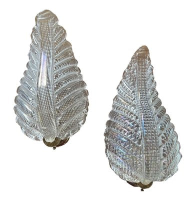 Iridescent Murano Leaf Sconces, 1940s, Set of 2-OVO-1789542