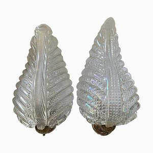 Iridescent Murano Leaf Sconces, 1940s, Set of 2-OVO-1789542