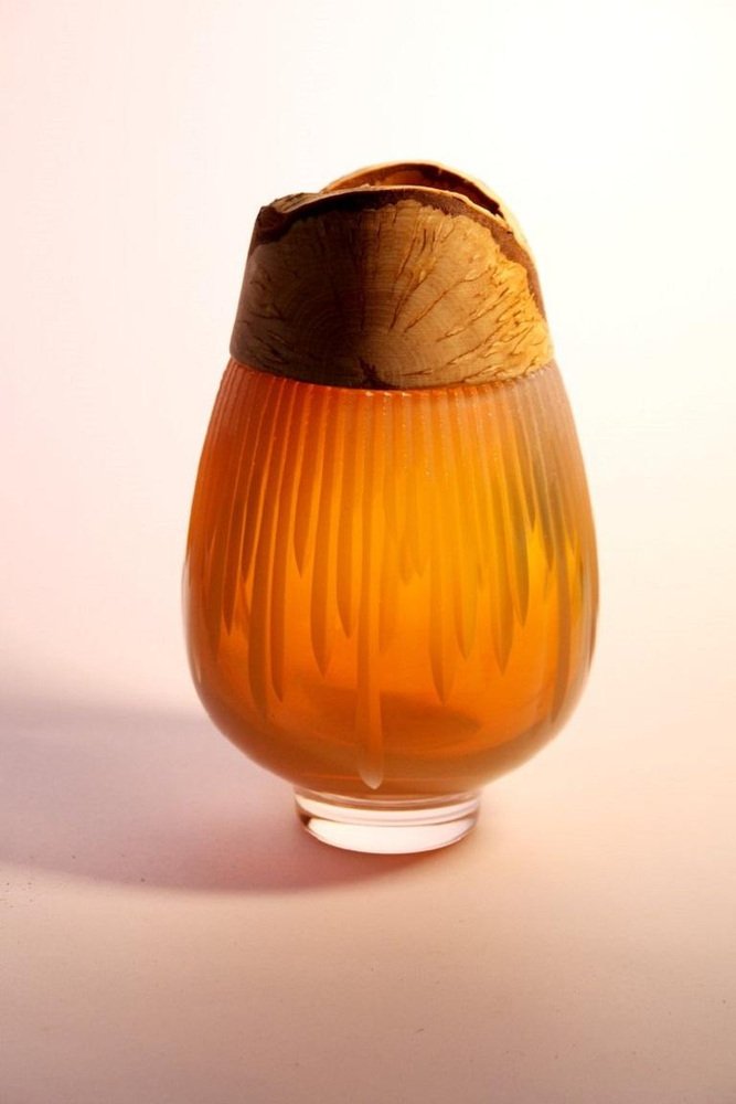 Iris Amber Frida with Cuts Stacking Vase by Pia Wüstenberg