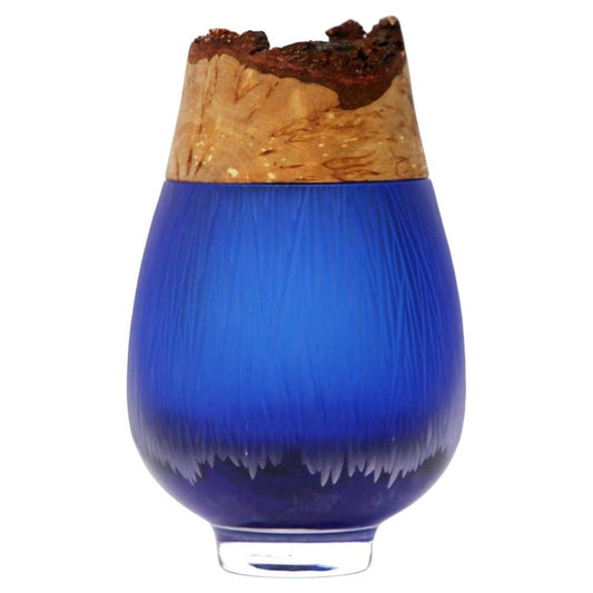 Iris Blue Frida with Fine Cuts Stacking Vase by Pia Wüstenberg