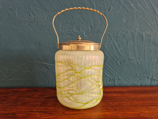 Irish Art Nouveau Biscuit Box in Glass, 1900s