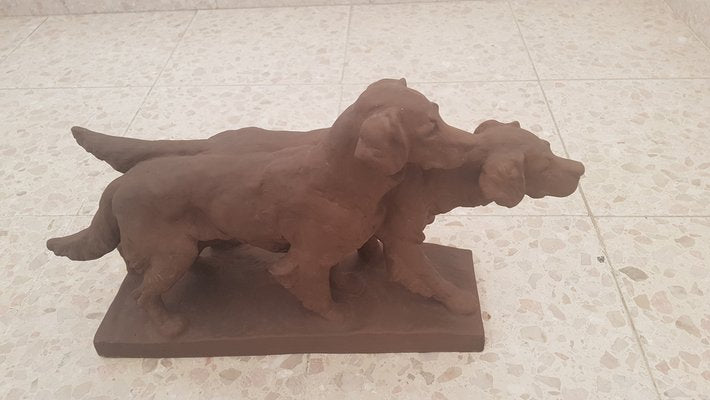 Irish Setter Dogs in Brown Earthenware from Karlsruher Majolika-QDP-1396899