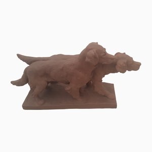 Irish Setter Dogs in Brown Earthenware from Karlsruher Majolika-QDP-1396899