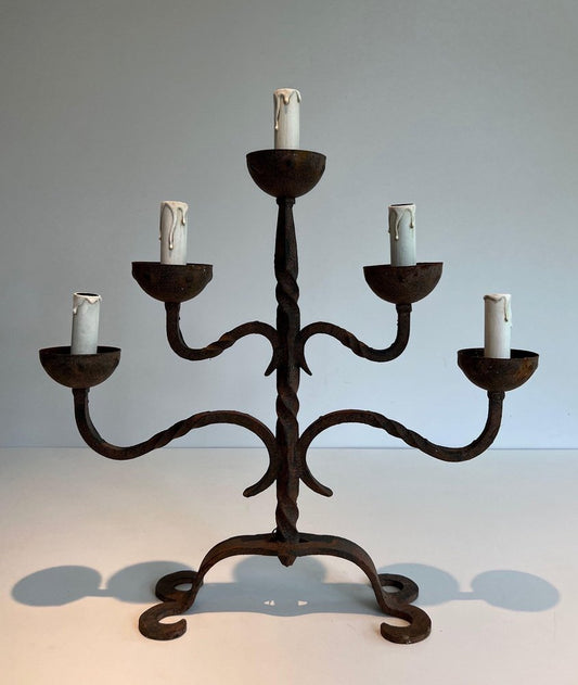 Iron 5-Arm Candleholder, 1950s