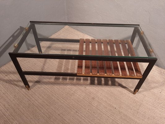 Iron and Black Lacquered Brass Coffee Table from Santambrogio De Berti, 1950s-OHK-949638