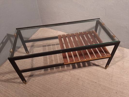 Iron and Black Lacquered Brass Coffee Table from Santambrogio De Berti, 1950s