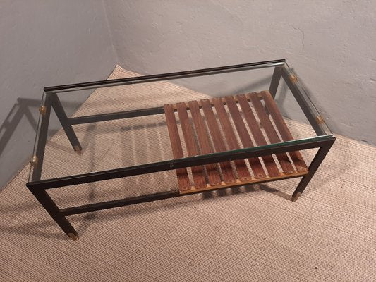 Iron and Black Lacquered Brass Coffee Table from Santambrogio De Berti, 1950s-OHK-949638