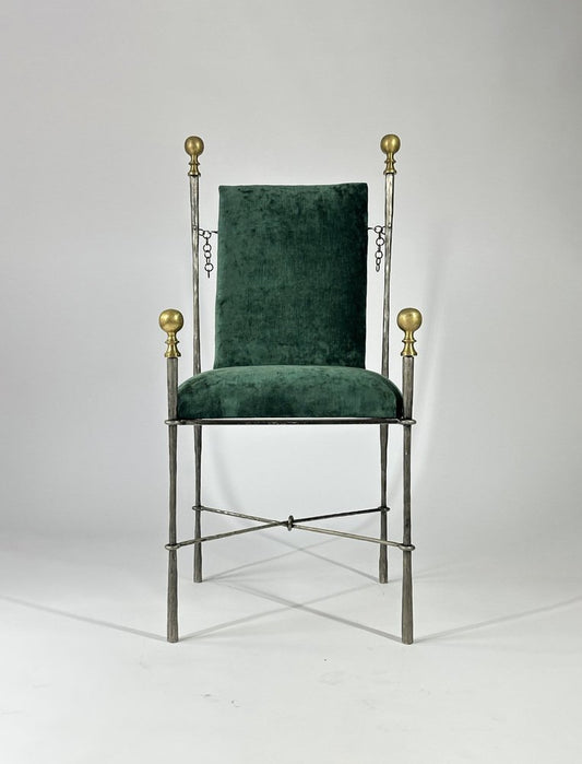 Iron and Brass Chair in the style of Maison Jansens, 1960s