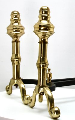 Iron and Brass Top Andirons, 1930s, Set of 2-MJY-1148780