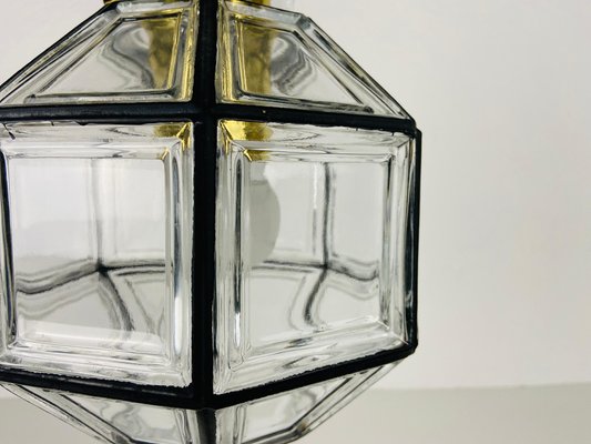 Iron and Bubble Glass Flush Mount from Glashütte Limburg, 1960s-PUK-994625