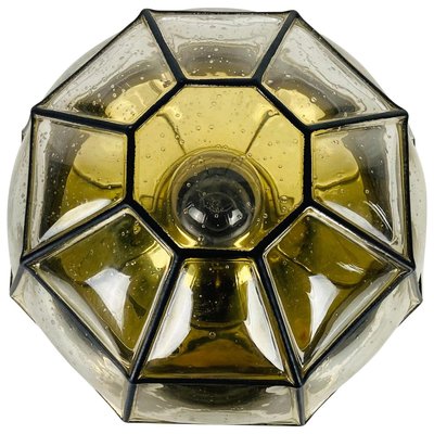 Iron and Bubble Glass Flush Mount from Glashütte Limburg, 1960s-PUK-913187