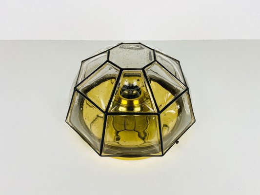 Iron and Bubble Glass Flush Mount from Glashütte Limburg, 1960s-PUK-913187