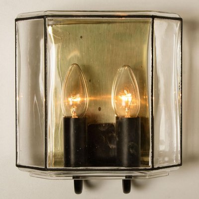 Iron and Bubble Glass Wall Lamps from Glashütte Limburg, Germany, 1960s-VDW-829162