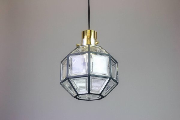 Iron and Clear Glass Pendant Lights from Limburg, Germany, 1960s-UGR-1085989