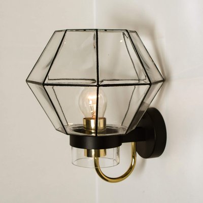 Iron and Clear Glass Wall Light from Glashütte Limburg, 1960-VDW-824894