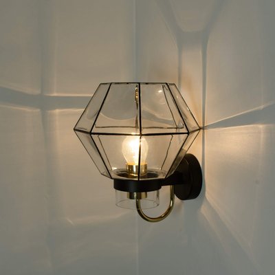 Iron and Clear Glass Wall Light from Glashütte Limburg, 1960-VDW-824894