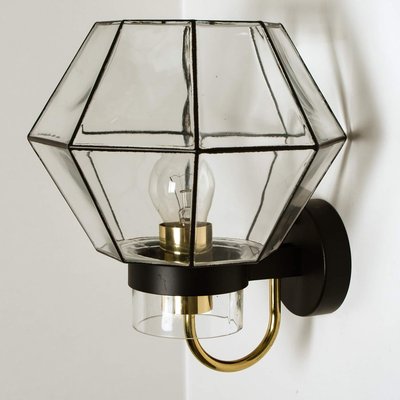 Iron and Clear Glass Wall Light from Glashütte Limburg, 1960-VDW-824894