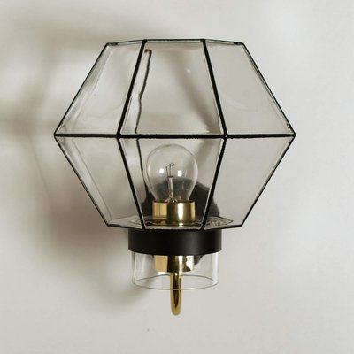 Iron and Clear Glass Wall Light from Glashütte Limburg, 1960-VDW-824894