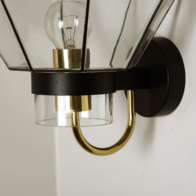 Iron and Clear Glass Wall Light from Glashütte Limburg, 1960-VDW-824894