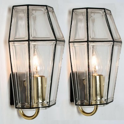 Iron and Clear Glass Wall Light from Glashütte Limburg, 1960-VDW-824894