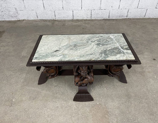 Iron and Marble Coffee Table by Jean-Maurice Rostchild, 1950s