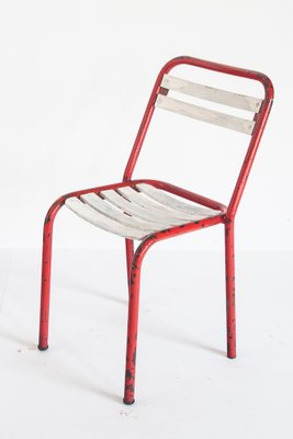 Iron and Wood Chairs in the Style of Tolix, France, 1950s, Set of 4-ZFJ-1364593